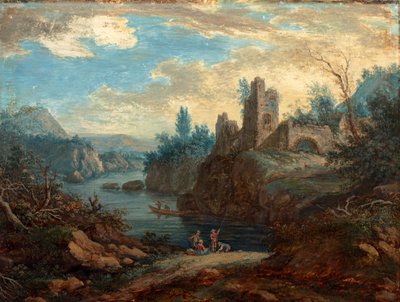 Landschaft mit Ruinen und Fischern von Paul Sandby